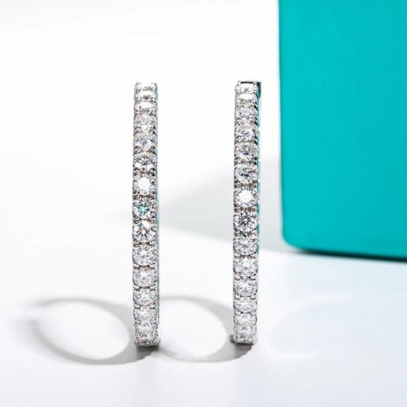 Certified 2.88 ct. t.w. Moissanite Diamond Inside Out Hoop Earrings NEW - Picture 8 of 16
